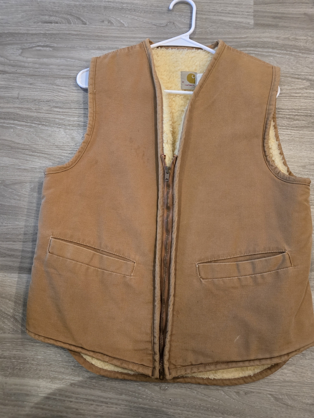 Vinatage Carhartt Brown Sherpa-Lined Work Vest